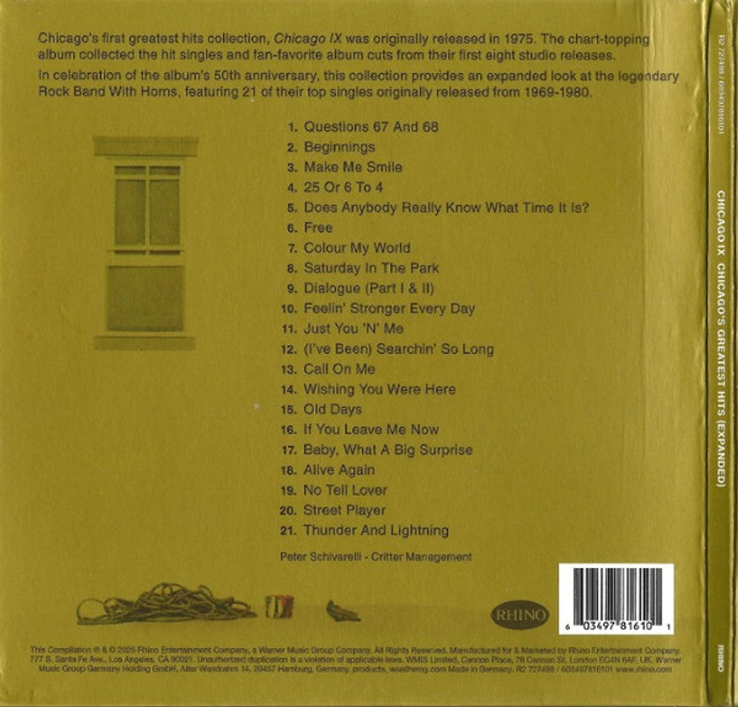 Back Cover: Chicago – Chicago IX: Greatest Hits Expanded CD | Relix