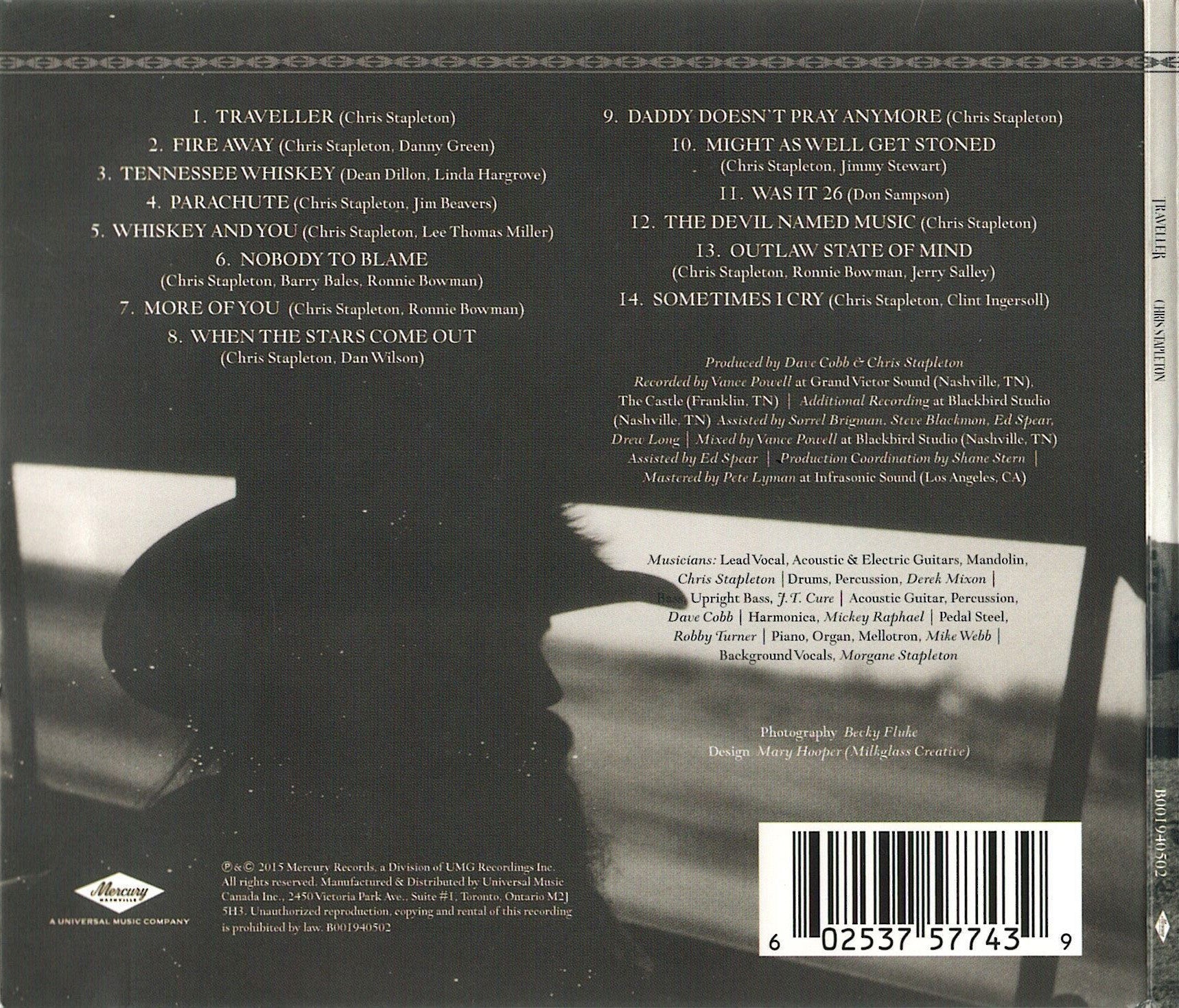 Back Cover: Chris Stapleton – Traveller CD | Relix