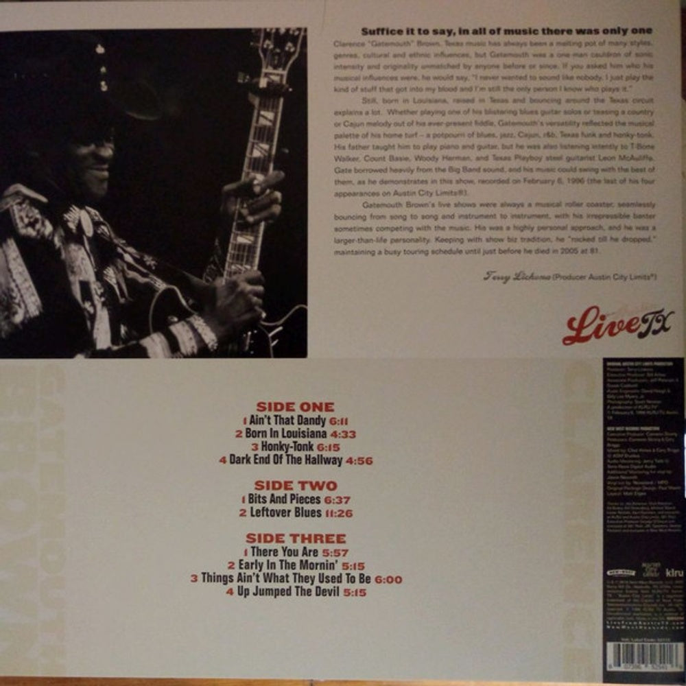 Back Cover: Clarence Brown Gatemouth – Live From Austin, Tx Vinyl LP | Relix