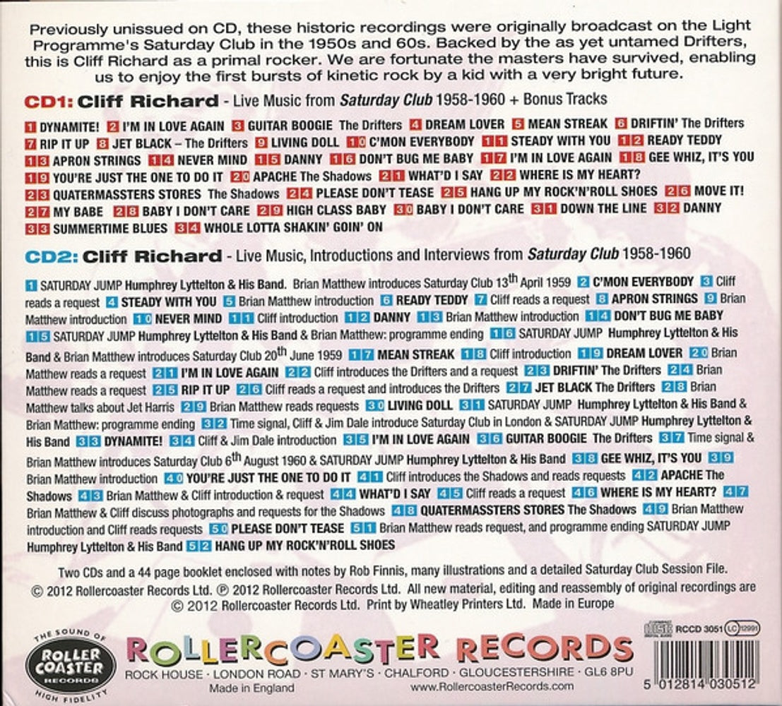 Back Cover: Cliff Richard – Let Me Tell You Baby It's Called R&R CD | Relix