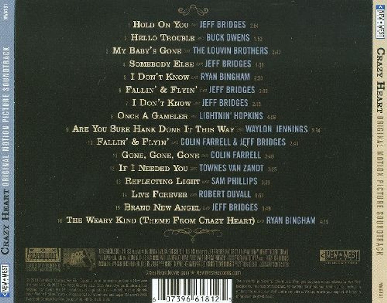 Back Cover: Crazy Heart – Crazy Heart (Original Motion Picture Soundtrack CD) CD | Relix