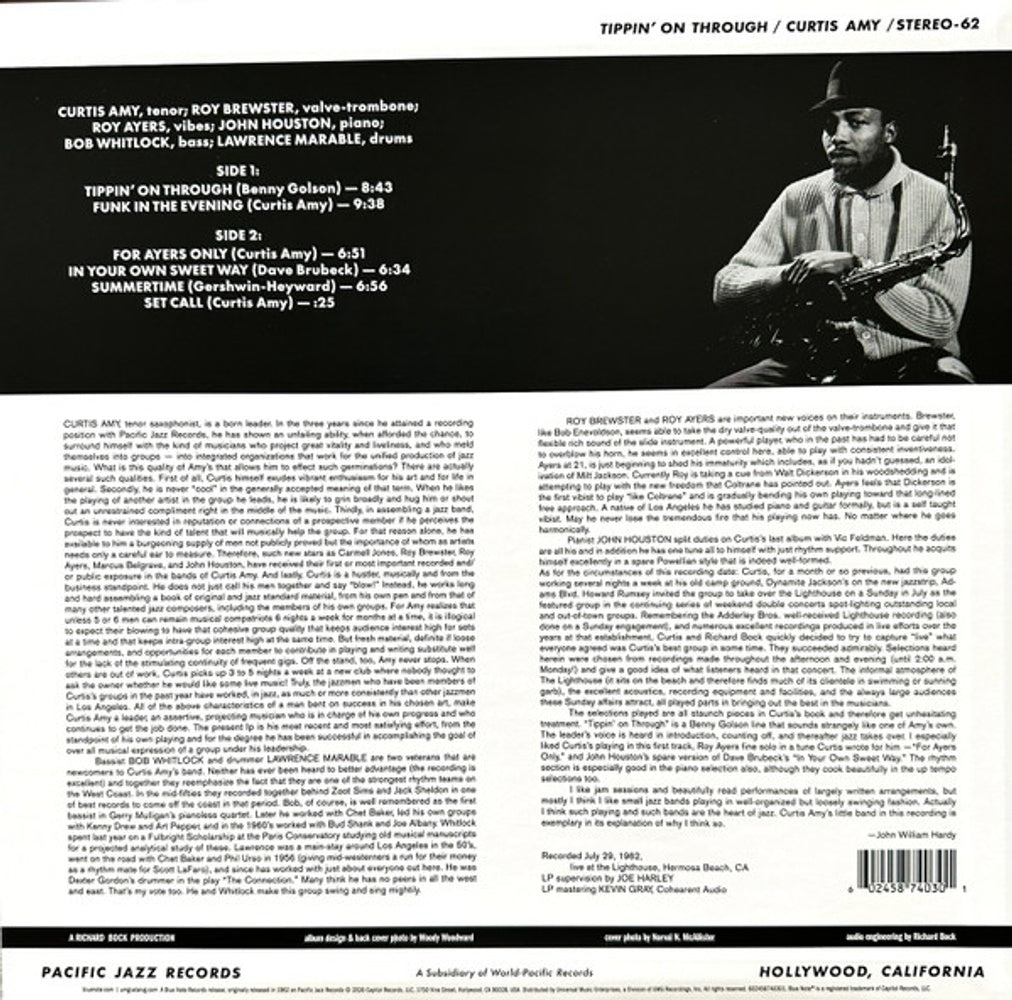 Back Cover: Curtis Amy – Tippin' On Through (Blue Note Tone Poet Edition LP Vinyl) Vinyl LP | Relix