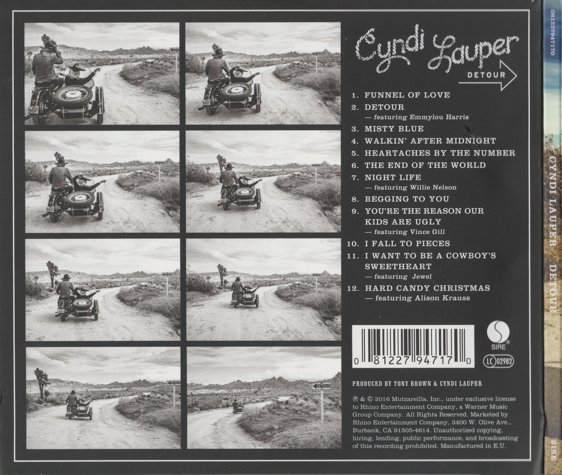 Back Cover: Cyndi Lauper – Detour CD | Relix