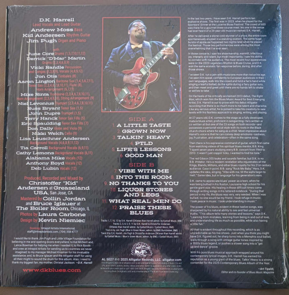 Back Cover: D Harrell .K. – Talkin' Heavy (Blue, Clear LP Vinyl) Vinyl LP | Relix