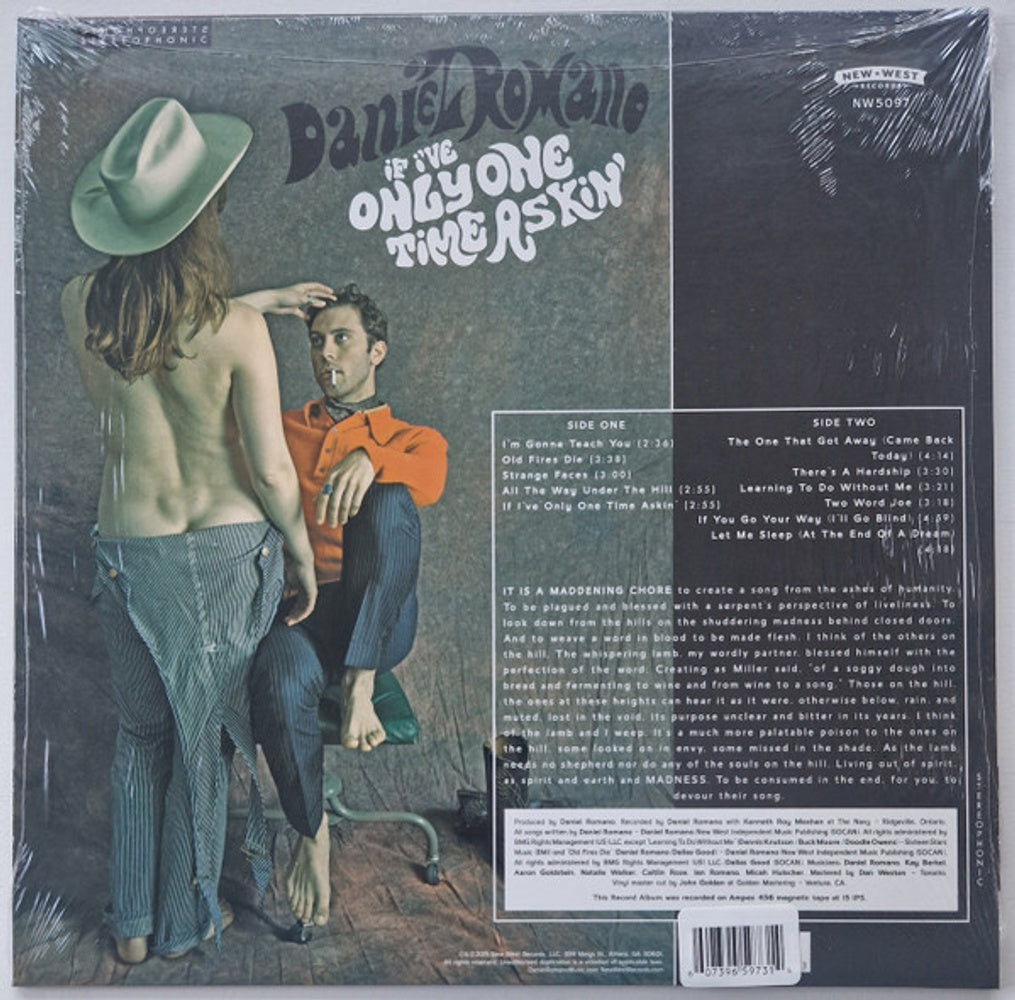 Back Cover: Daniel Romano – If I've Only One Time Askin' (Colored, Trq LP Vinyl) Vinyl LP | Relix
