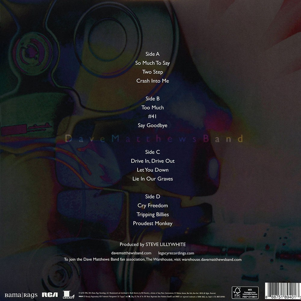 Back Cover: Dave Matthews Band – Crash Anniversary Edition Vinyl LP | Relix