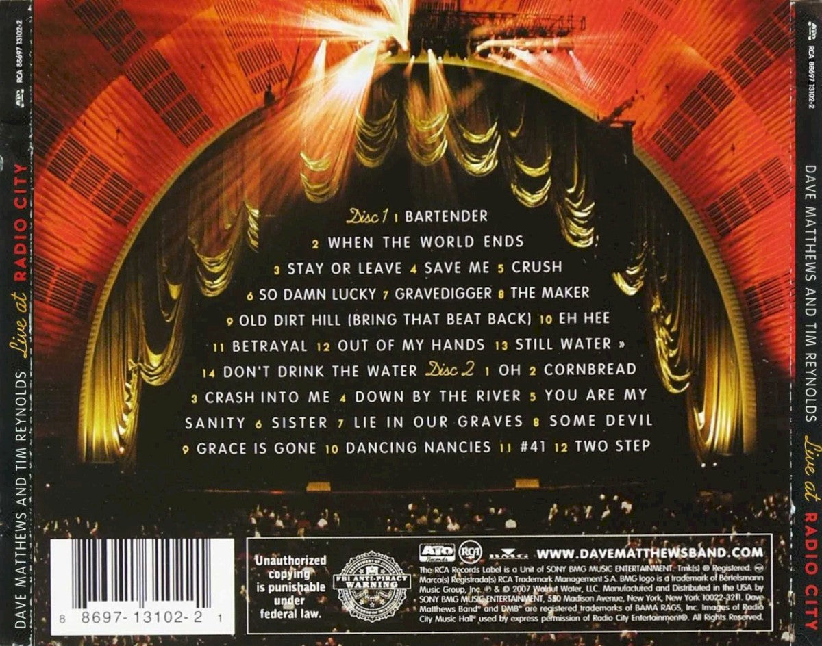 Back Cover: Dave Matthews Band – Live at Radio City (2-CD) CD | Relix