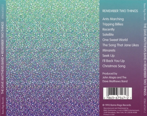 Back Cover: Dave Matthews Band – Remember Two Things CD | Relix