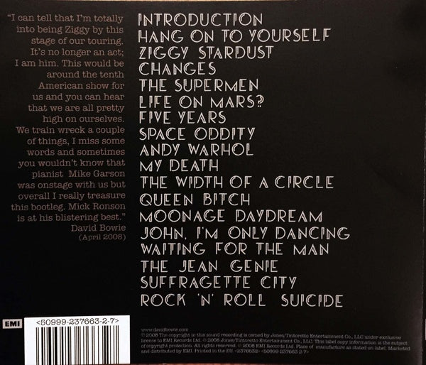 Back Cover: David Bowie – Live Santa Monica '72 Vinyl LP | Relix