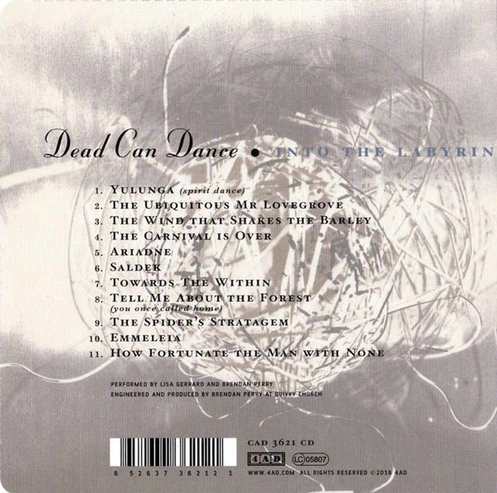 Back Cover: Dead Can Dance – Into The Labyrinth (Import CD) CD | Relix