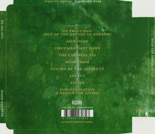 Back Cover: Dead Can Dance – Spleen & Ideal (Reissue, Spkg CD) CD | Relix