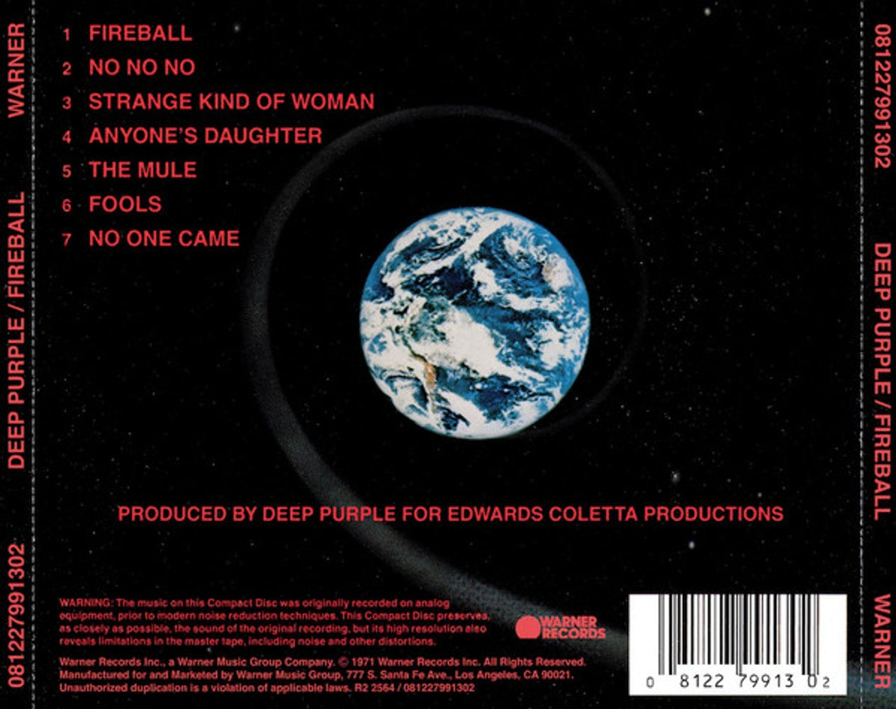 Back Cover: Deep Purple – Fireball CD | Relix
