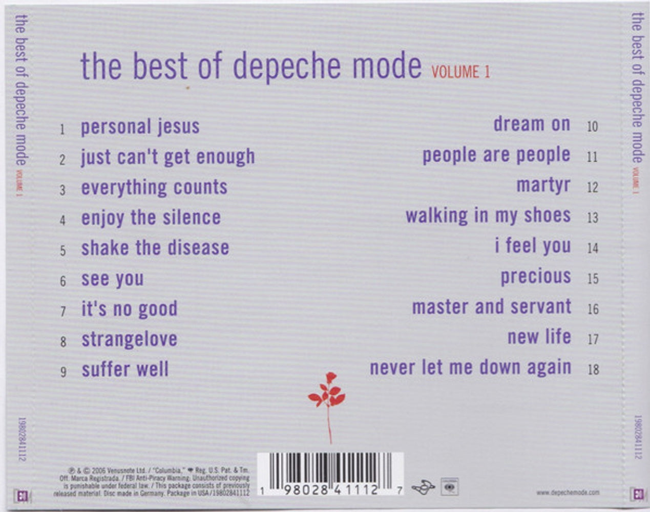 Back Cover: Depeche Mode – The Best Of Deepeche Mode 1 CD | Relix