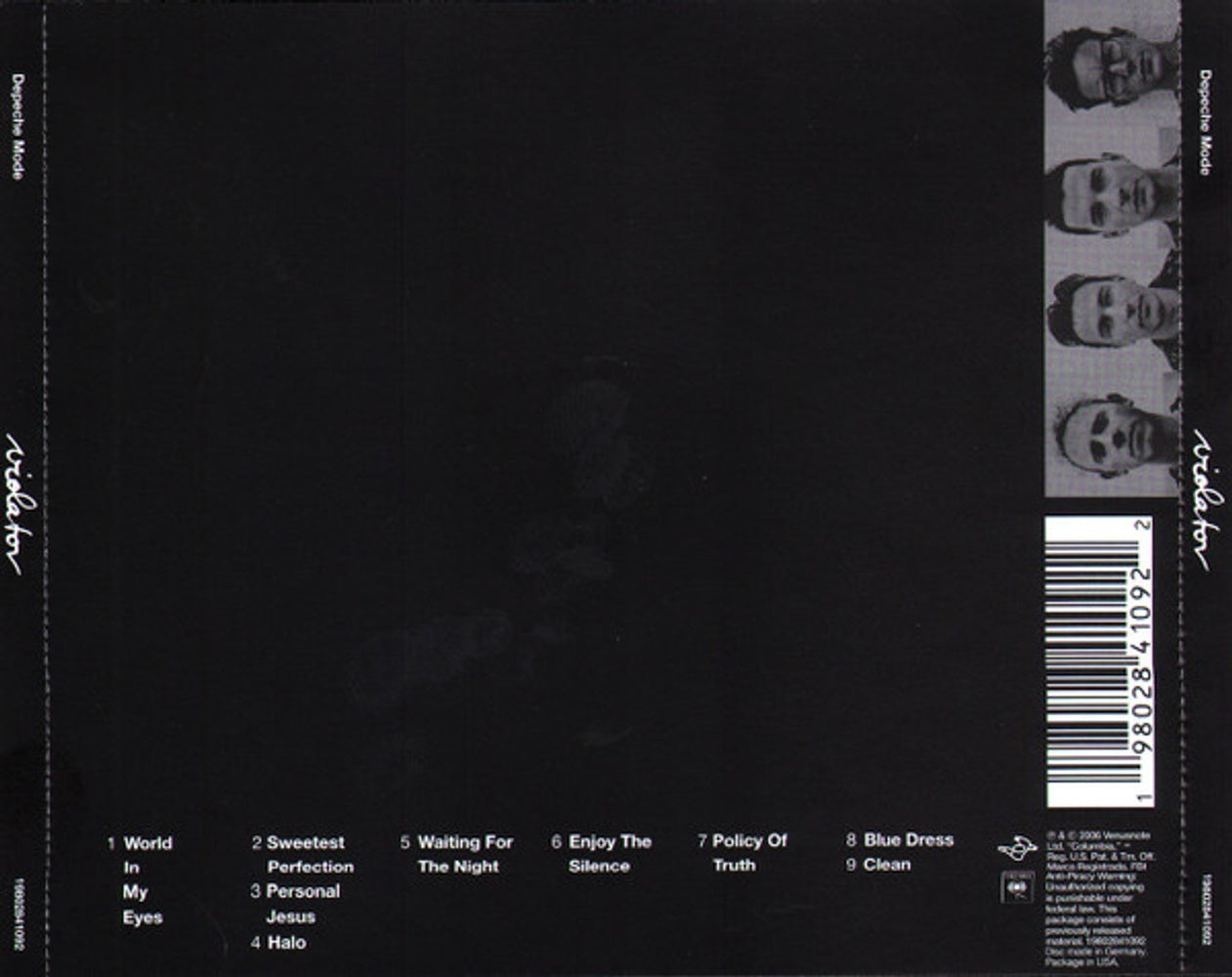 Back Cover: Depeche Mode – Violator CD | Relix