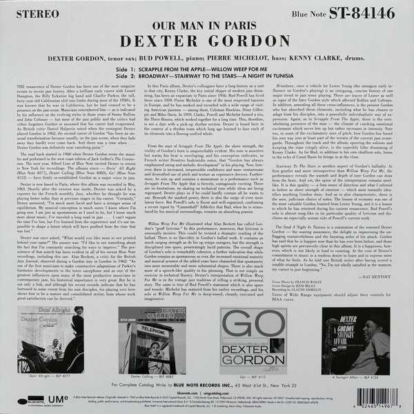 Back Cover: Dexter Gordon – Our Man In Paris (Blue Note Classic Vinyl Edition) Vinyl LP | Relix