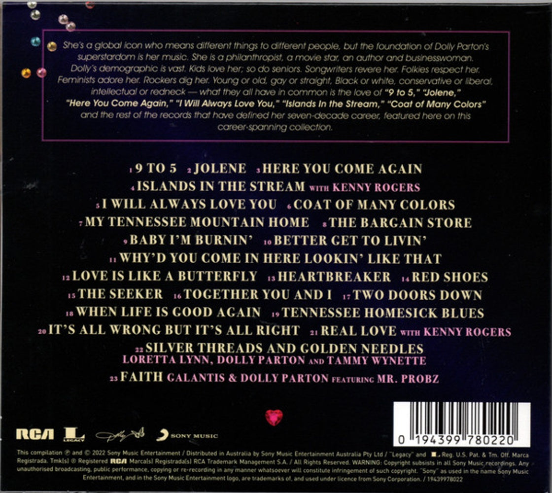 Back Cover: Dolly Parton – Diamonds & Rhinestones : The Greatest Hits Collection CD | Relix