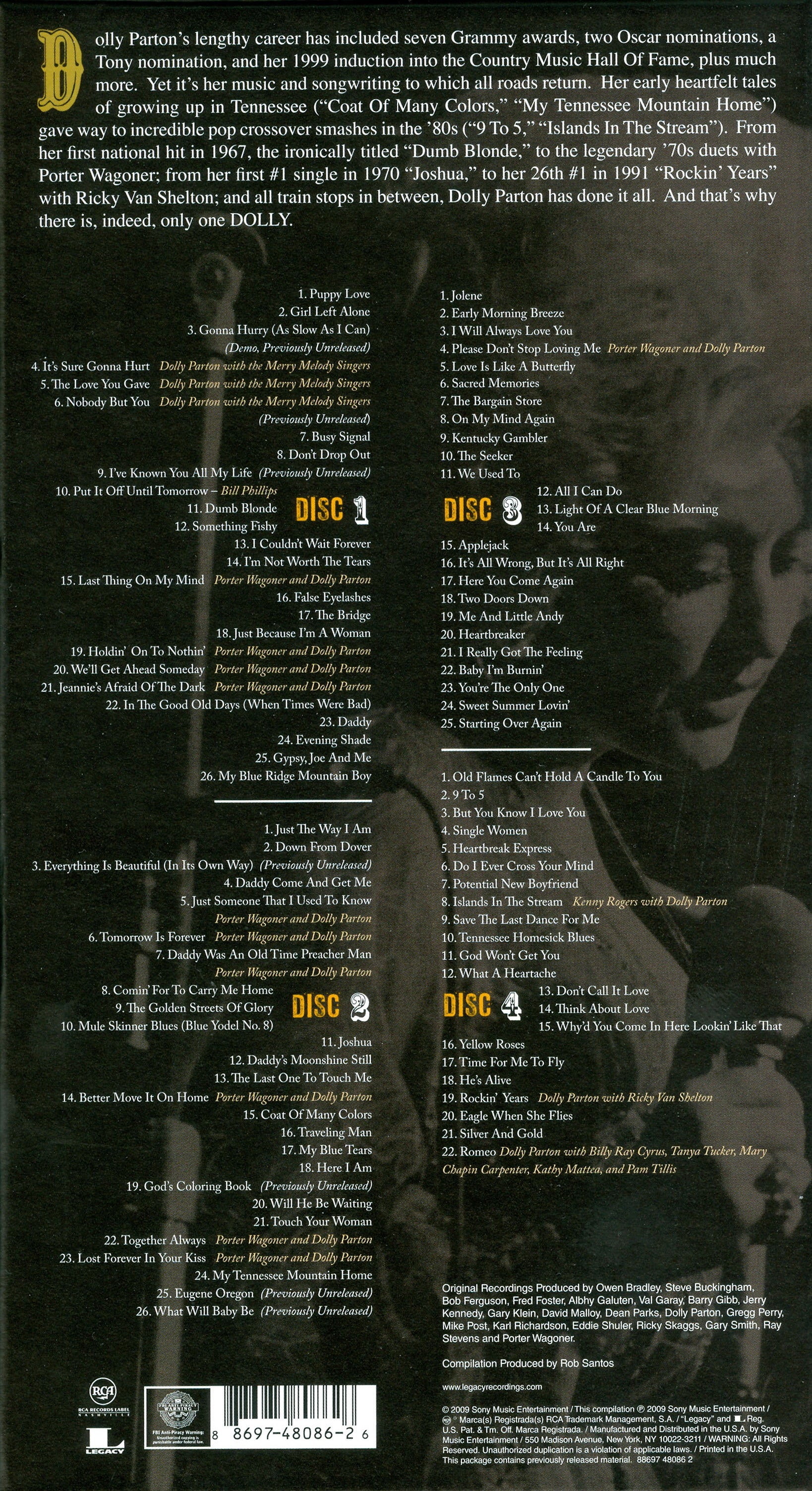 Back Cover: Dolly Parton – Dolly (4-CD) CD | Relix