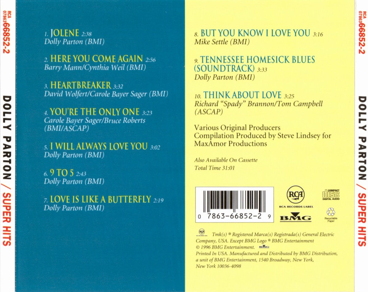 Back Cover: Dolly Parton – Super Hits CD | Relix