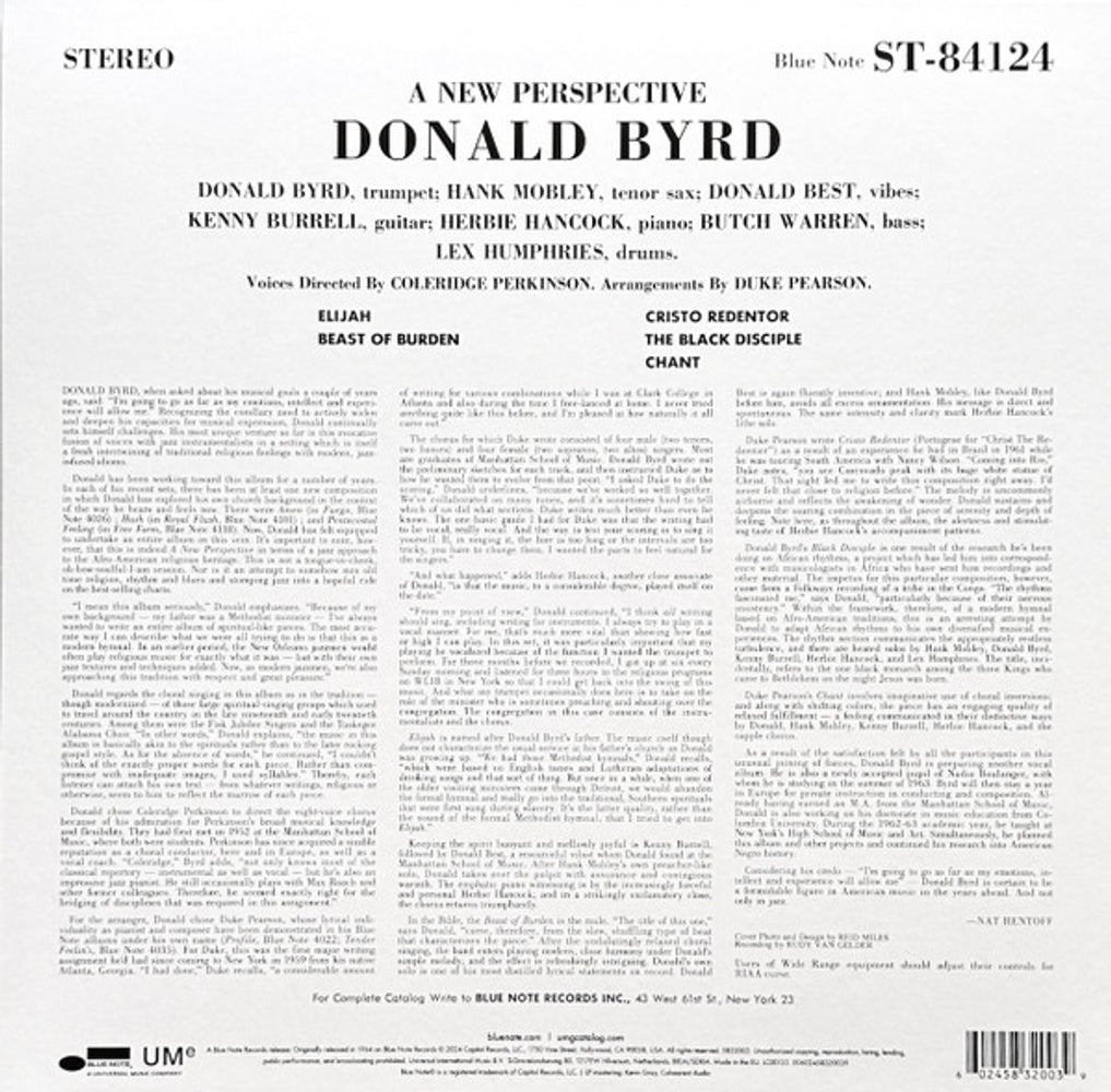 Back Cover: Donald Byrd – New Perspective (Blue Note Classic Vinyl Series) Vinyl LP | Relix