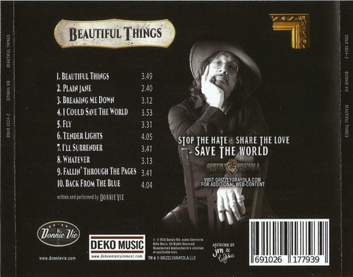 Back Cover: Donnie Vie – Beautiful Things CD | Relix