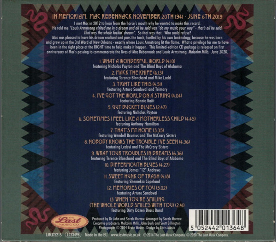 Back Cover: Dr. John – Ske Dat De Dat: The Spirit Of Satch CD | Relix