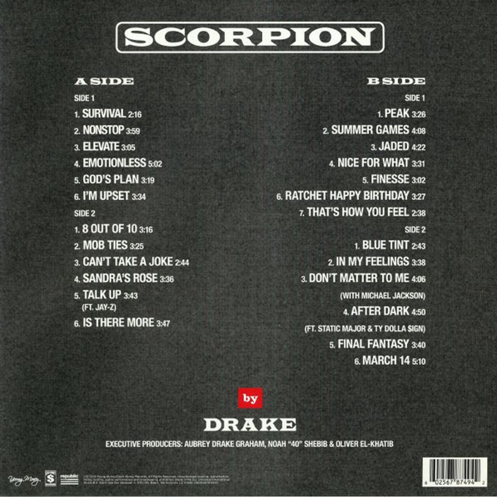 Back Cover: Drake – Scorpion (2-LP Vinyl) Vinyl LP | Relix