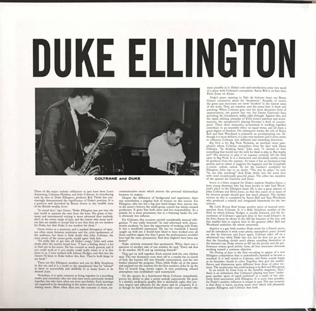 Back Cover: Duke Ellington & John Coltrane – Duke Ellington & John Coltrane (Verve Acoustic Sounds Series LP Vinyl) Vinyl LP | Relix