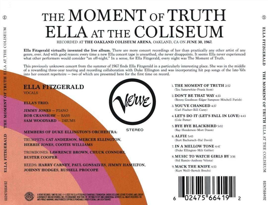 Back Cover: Ella Fitzgerald – Moment Of Truth: Ella At The Coliseum CD | Relix