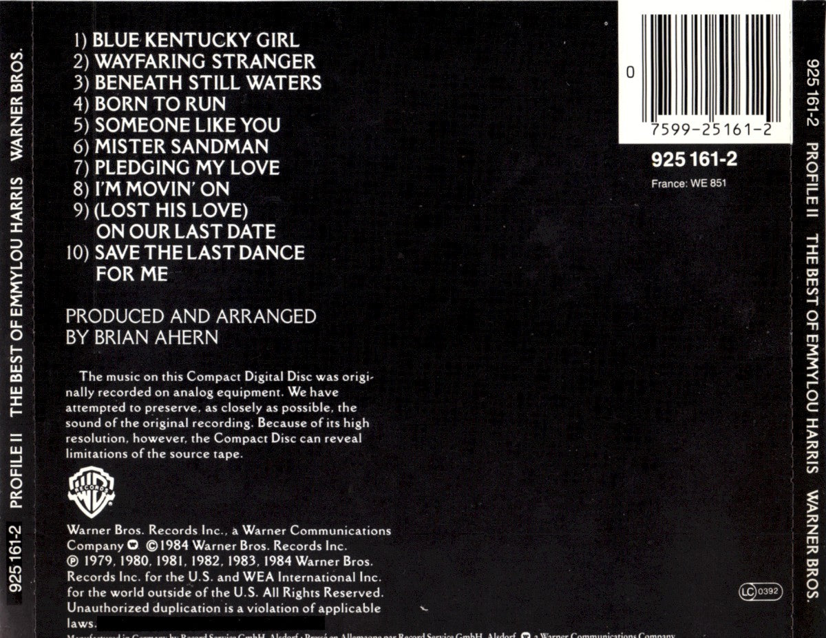 Back Cover: Emmylou Harris – Profile 2-Best Of (Import CD) CD | Relix