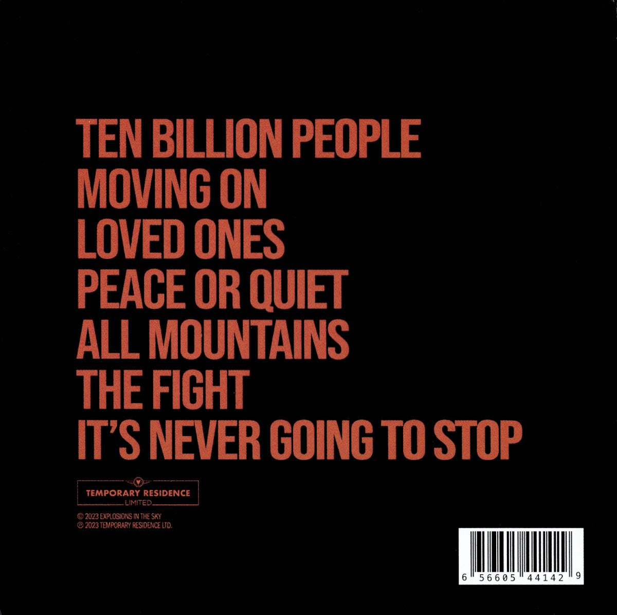 Back Cover: Explosions In The Sky – End Vinyl LP | Relix