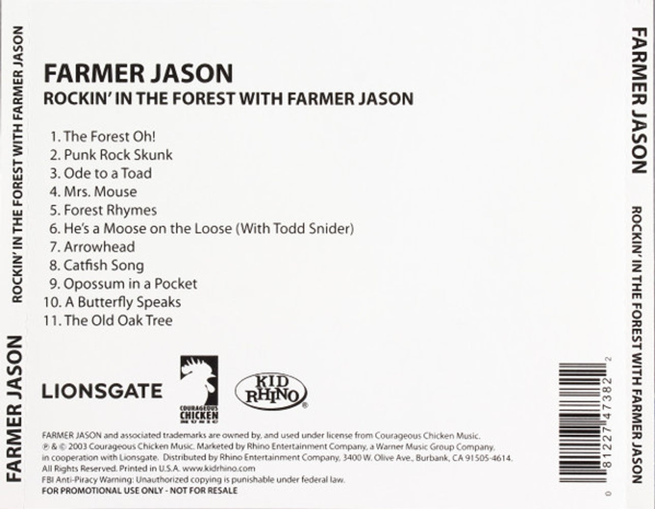 Back Cover: Farmer Jason – Rockin in the Forest with Farmer Jason CD | Relix