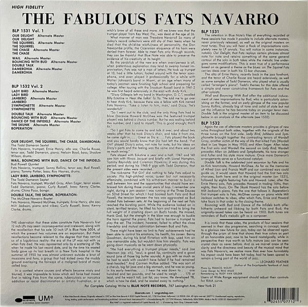 Back Cover: Fats Navarro – Fabulous Fats Navarro 1 (Blue Note Classic LP Vinyl) Vinyl LP | Relix