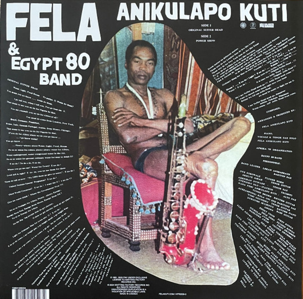 Back Cover: Fela Kuti – Original Sufferhead (Opaque Light Green LP Vinyl) Vinyl LP | Relix