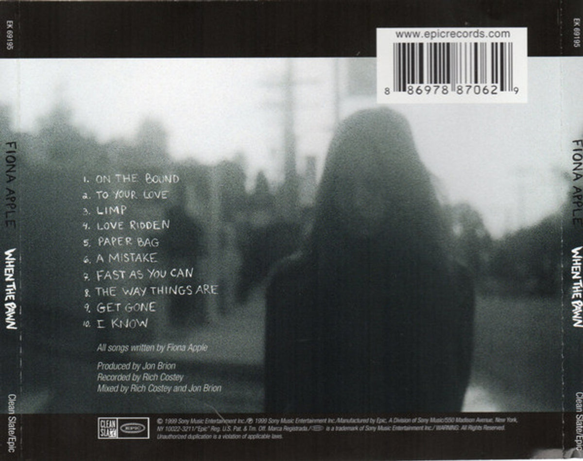 Back Cover: Fiona Apple – When The Pawn… (CD) CD | Relix