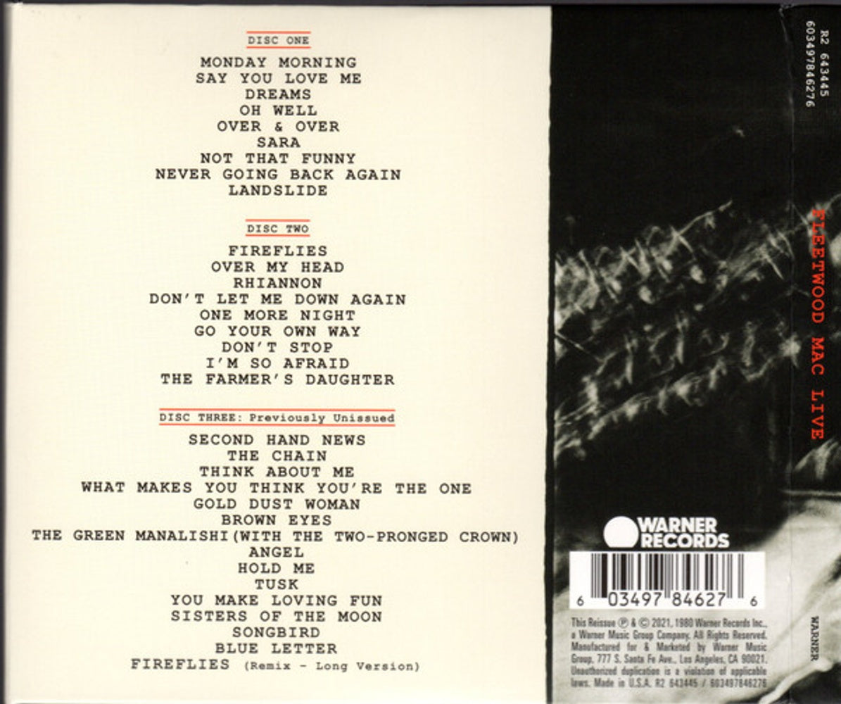 Back Cover: Fleetwood Mac – Fleetwood Mac Live : Deluxe CD | Relix