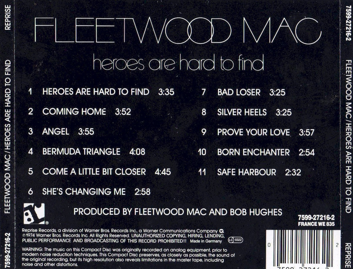 Back Cover: Fleetwood Mac – Heroes Are Hard To Find Vinyl LP | Relix