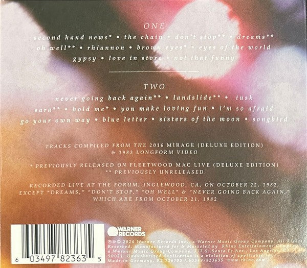 Back Cover: Fleetwood Mac – Mirage Tour 82 CD | Relix