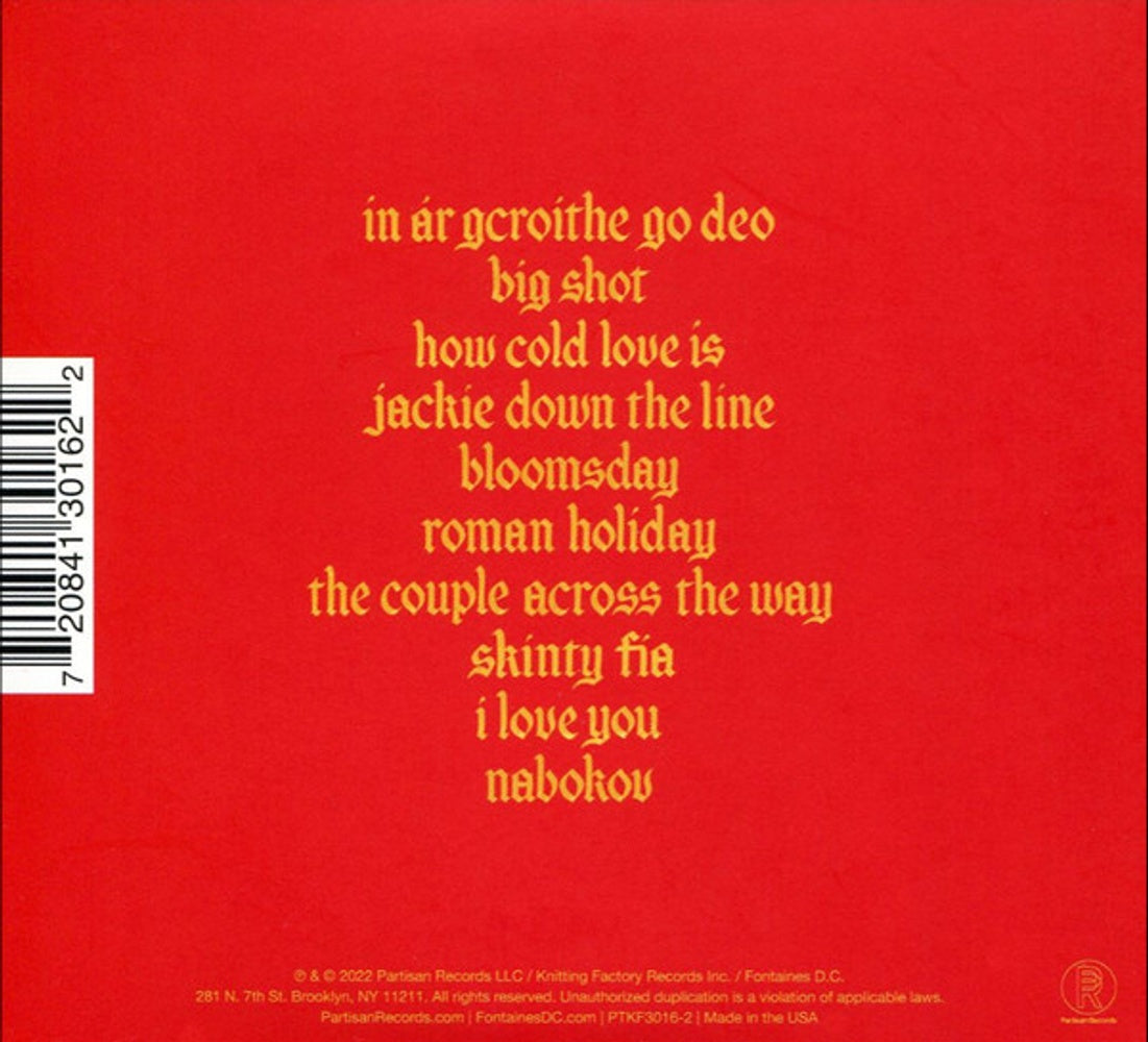 Back Cover: Fontaines D.C. – Skinty Fia (CD) CD | Relix