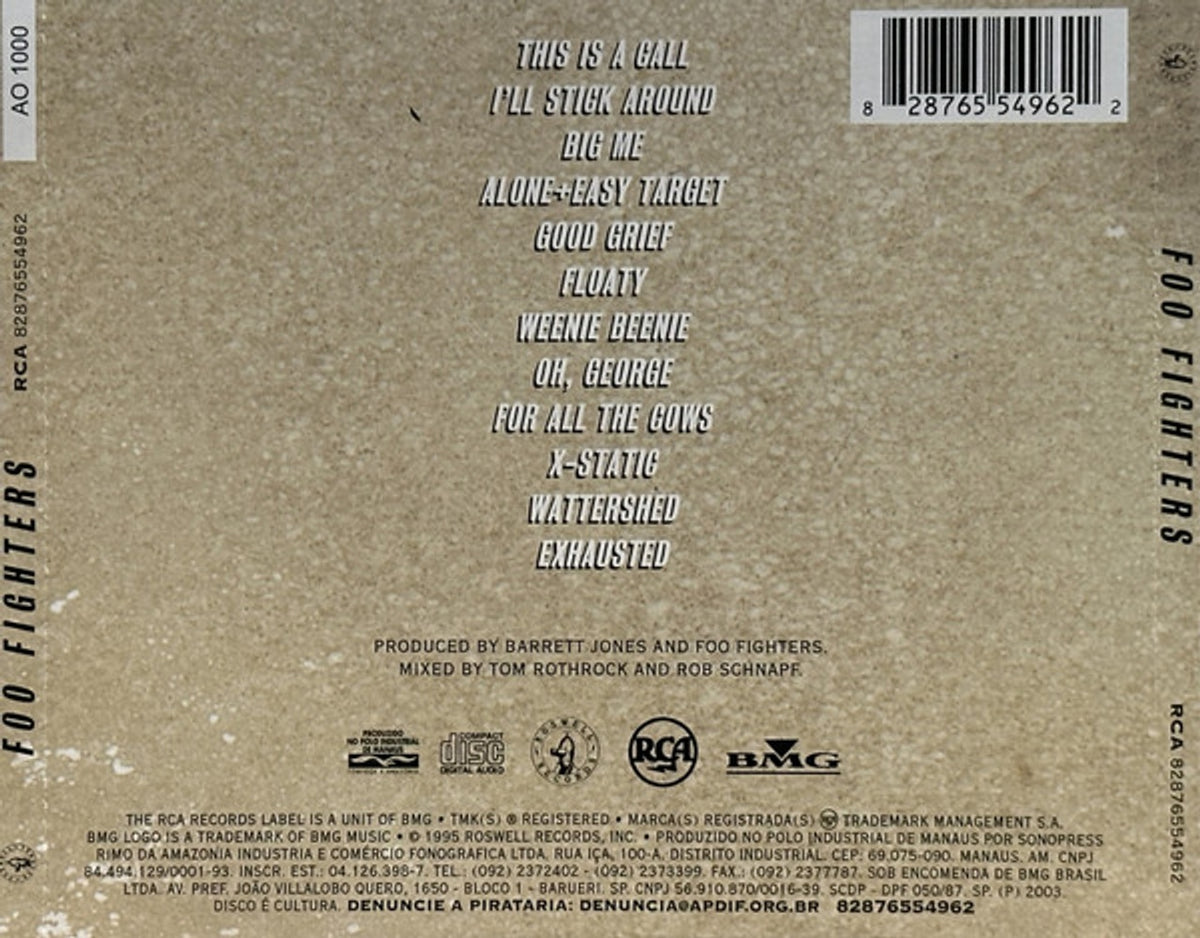 Back Cover: Foo Fighters – Foo Fighters (CD) CD | Relix