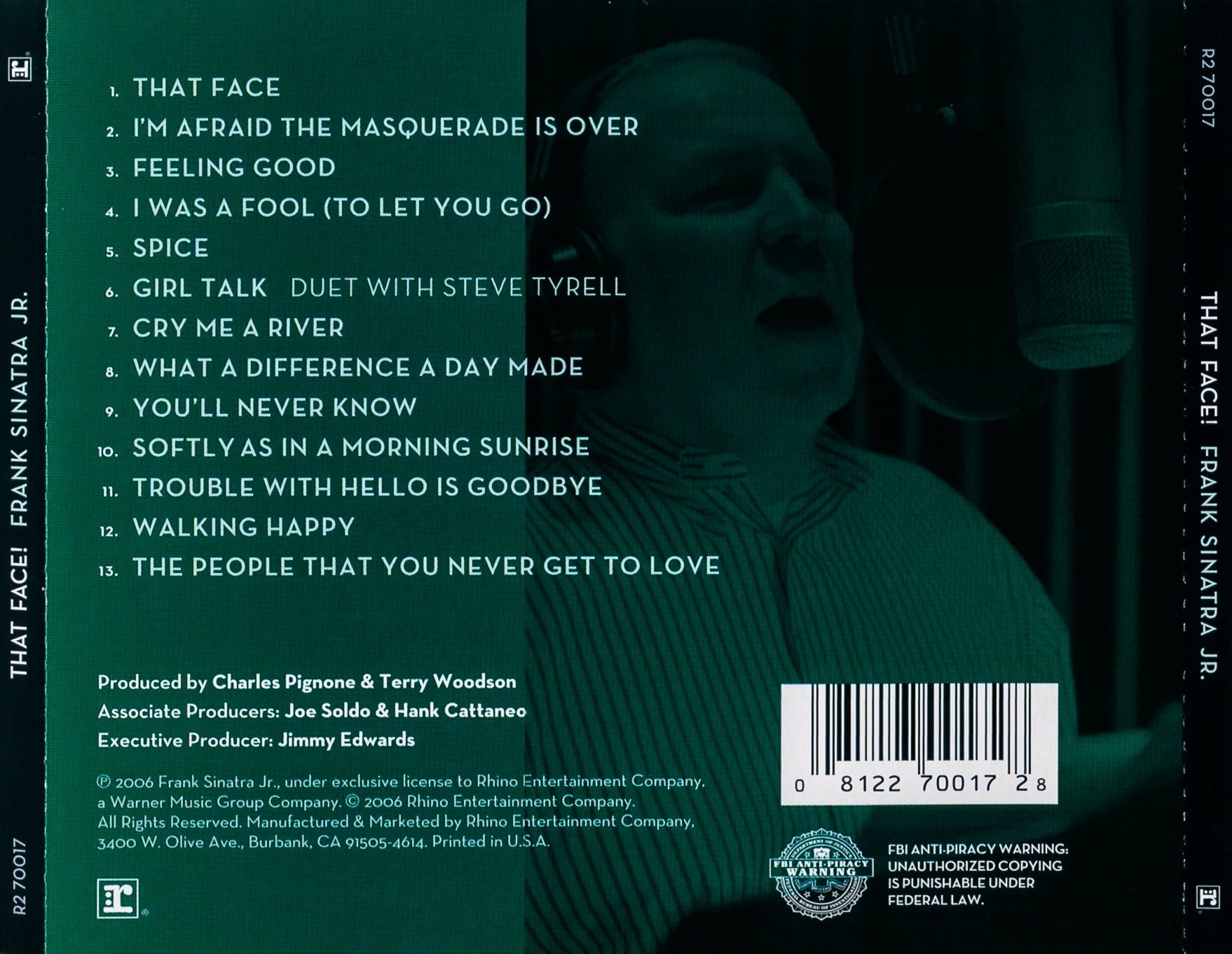 Back Cover: Frank Sinatra, Jr. – That Face CD | Relix
