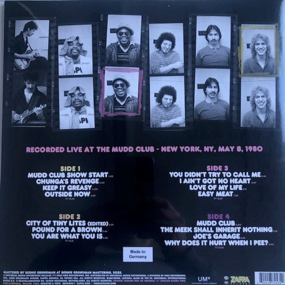 Back Cover: Frank Zappa – Zappa ’80: Mudd Club (2-LP Vinyl) Vinyl LP | Relix