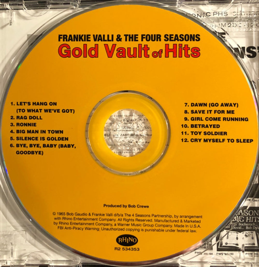 Back Cover: Frankie Valli & The Four Seasons – Gold Vault of Hits CD | Relix