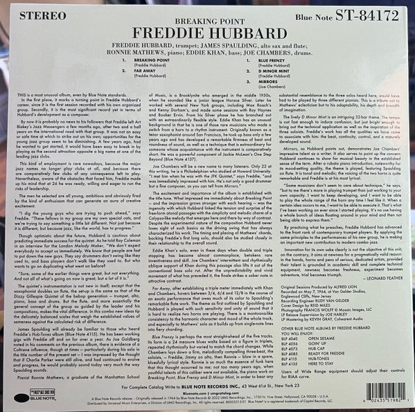 Back Cover: Freddie Hubbard – Breaking Point (Blue Note Tone Poet Series LP Vinyl) Vinyl LP | Relix