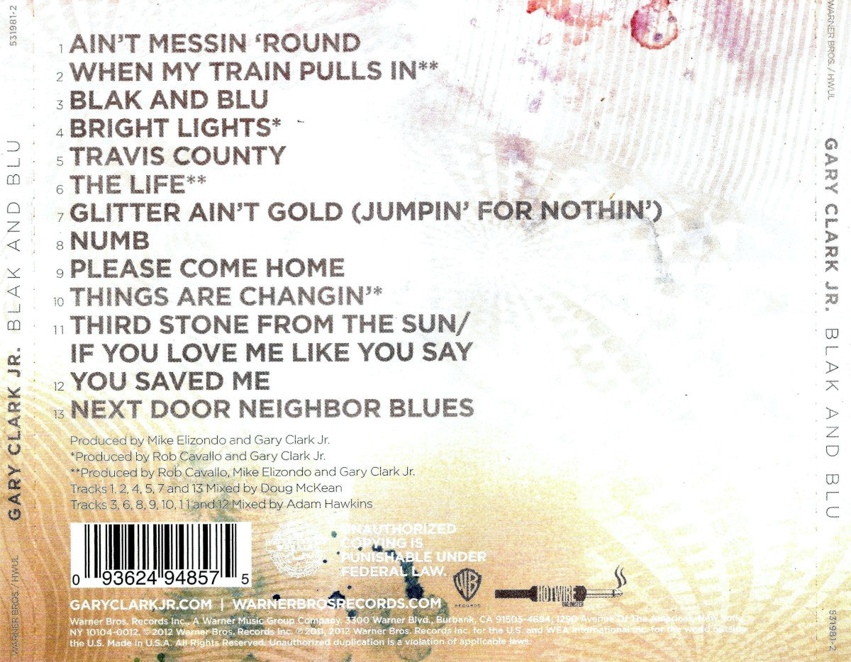 Back Cover: Gary Clark Jr. – Blak and Blu Vinyl LP | Relix