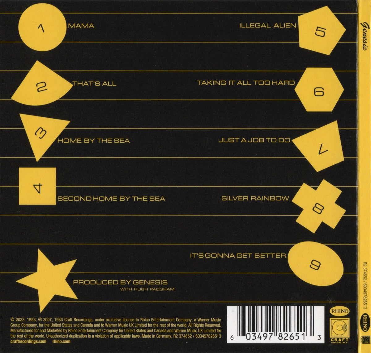 Back Cover: Genesis – Genesis (2007 Remaster, Remastered CD) CD | Relix