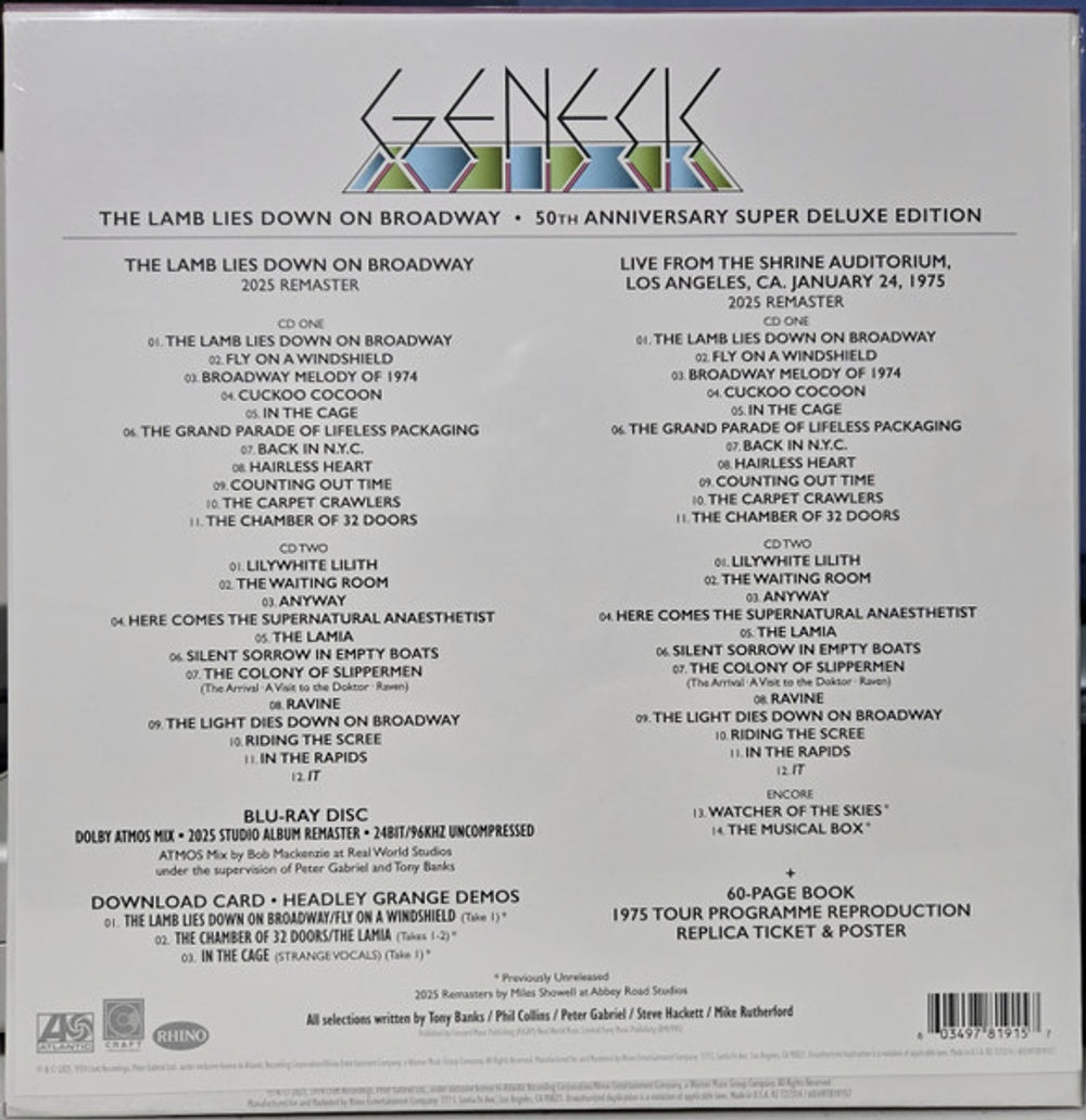 Back Cover: Genesis – Lamb Lies Down On Broadway (Box, Wbr CD) CD | Relix