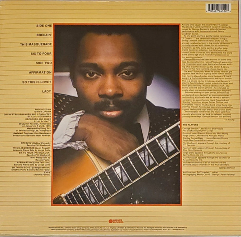 Back Cover: George Benson – Breezin' (Blue/Badge LP Vinyl) Vinyl LP | Relix