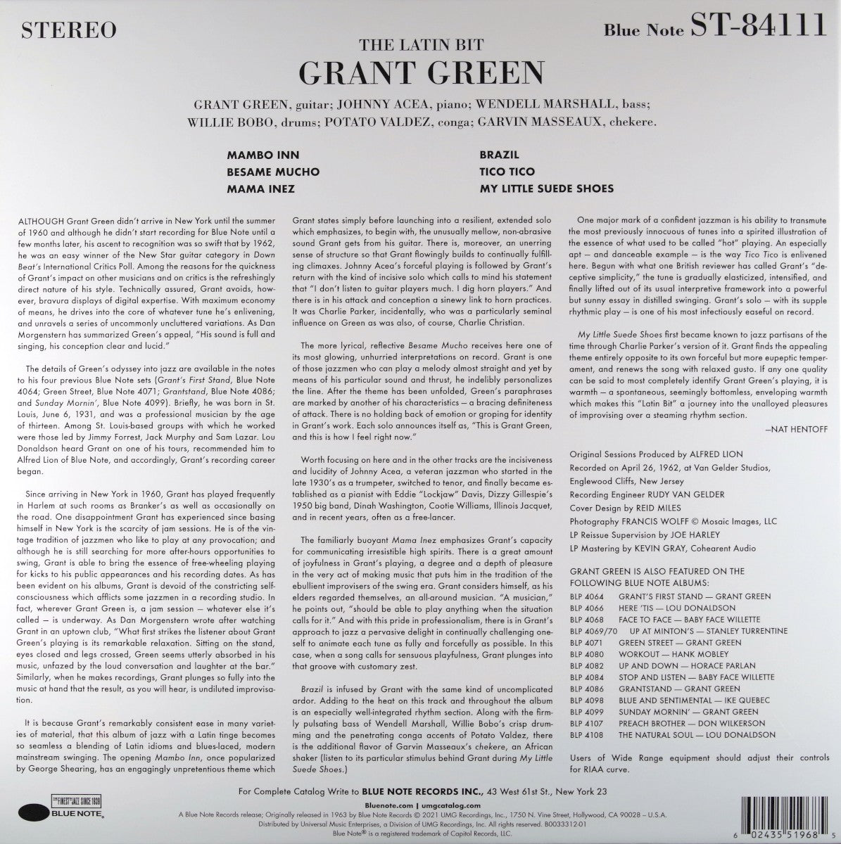 Back Cover: Grant Green – Latin Bit Vinyl LP | Relix
