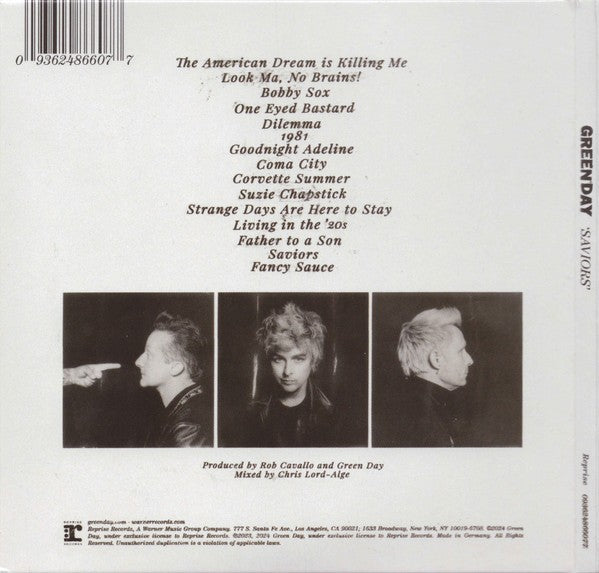 Back Cover: Green Day – Saviors CD | Relix