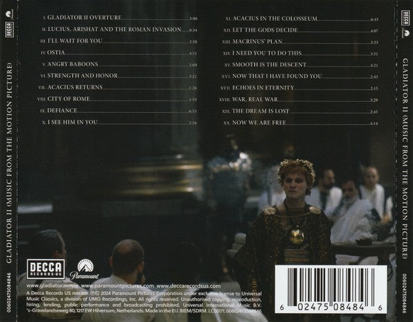 Back Cover: Gregson-Harry Williams – Gladiator Ii (Music From The Motion Picture CD) CD | Relix